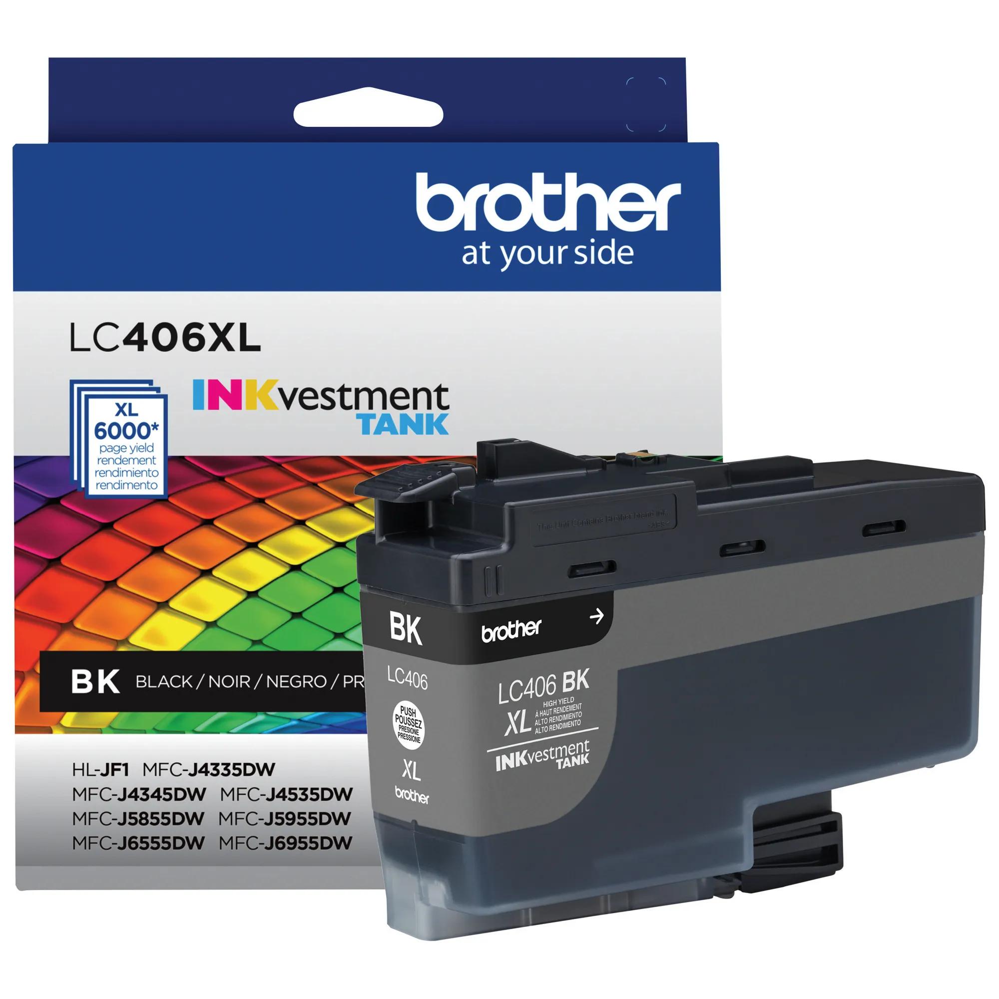Brother LC406XLBKS High-Yield Black INKvestment Tank Ink Cartridge, Black, medium