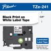 Brother TZe-241 laminated label tape cartridge with black text on white, 3/4-inch width