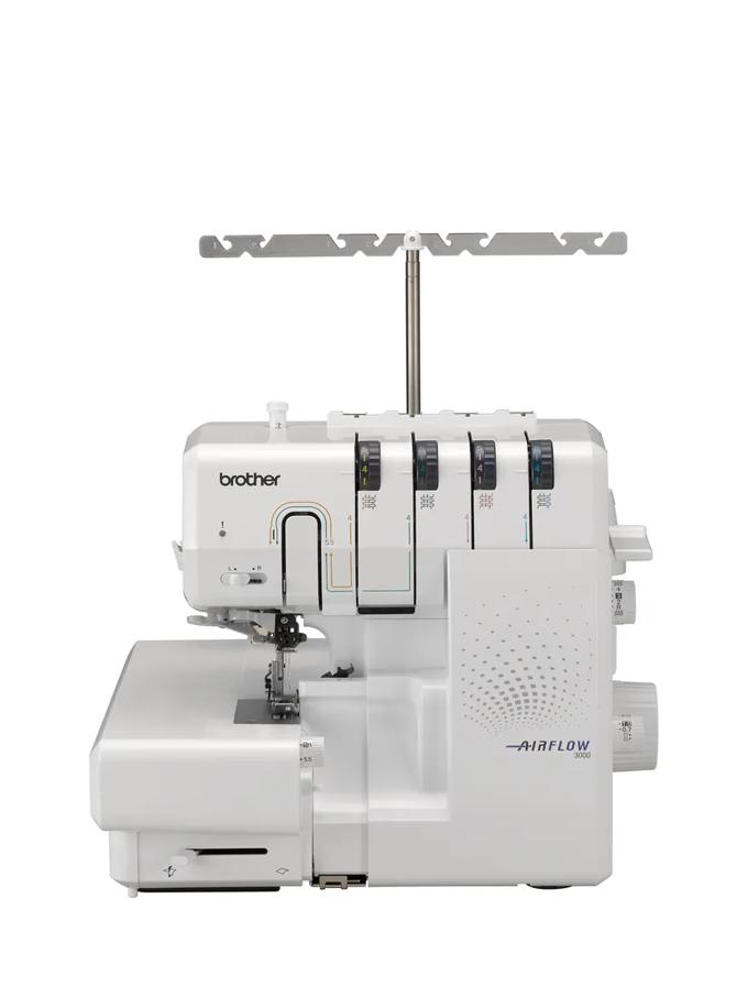 Brother Airflow 3000 air serger with thread stand on white background