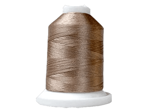 Brother embroidery thread spool in metallic bronze on white cone