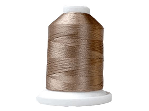 Brother embroidery thread spool in metallic bronze on white cone