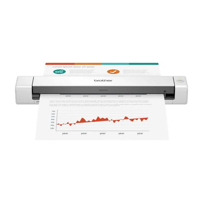 Brother portable scanner printing document with color chart and graph