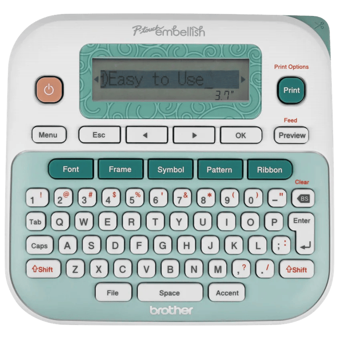 Brother P-touch Embellish label maker with QWERTY keyboard and LCD screen