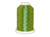Brother olive green embroidery thread spool with white cap on transparent background