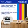 Brother MFC-J4555DW all-in-one inkjet printer with touchscreen on wooden desk