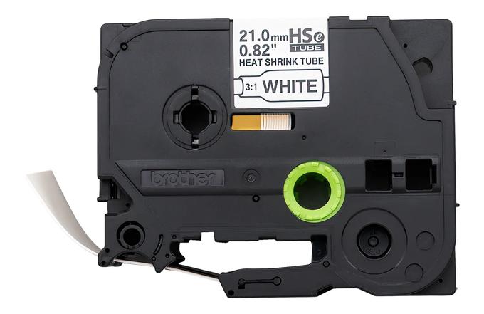 Cartucho de tubo termocontraíble blanco Brother HSe-251E de 21mm en cassette negro