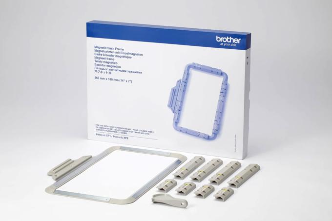 Brother magnetic sash frame with clips and packaging for embroidery machines
