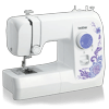 Brother XM1010 sewing machine with purple floral design and stitch selector dial