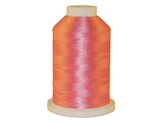 Brother embroidery thread spool in vibrant orange-pink gradient with glossy finish