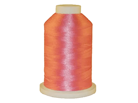 Brother embroidery thread spool in vibrant orange-pink gradient with glossy finish