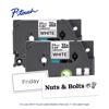 Brother P-touch TZe laminated label tape 2-pack, 24mm white with black print