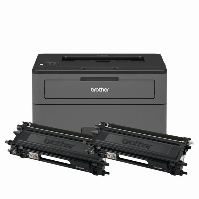 Brother HL-L2370dwXL monochrome laser printer with two high-yield toner cartridges