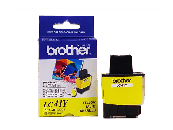 Cartucho de tinta amarillo Brother LC41Y con empaque para impresoras de inyección