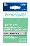 Brother TZe-R931 satin ribbon tape, black on silver, 0.47 inch width for P-touch embellish