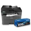 Brother monochrome all-in-one laser printer with 830XL high-yield toner cartridge