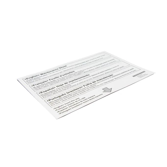 Brother printer maintenance sheet with multilingual instructions and arrow indicator