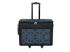 Brother rolling tote bag with blue floral pattern and telescoping handle