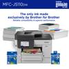 Brother MFC-J5110DW all-in-one inkjet printer with genuine ink cartridges and printed documents