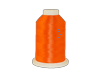 Brother embroidery thread spool in vibrant orange with white cap on white base