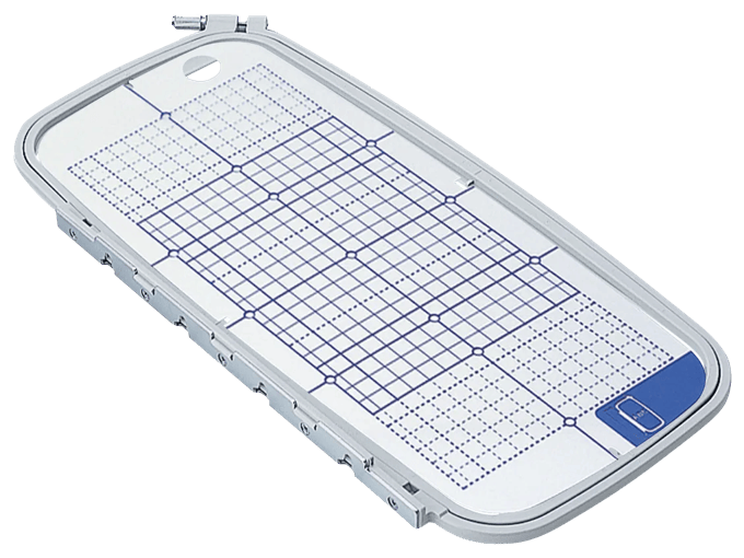 Brother embroidery hoop with grid markings for precise fabric positioning