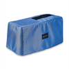 Brother sewing machine dust cover in blue quilted fabric with diamond pattern