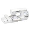 Brother NQ1700E embroidery machine with touchscreen and floral design in hoop