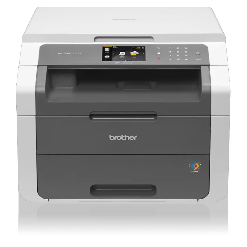 Brother HL-3180CDW color laser all-in-one printer with wireless connectivity and touchscreen