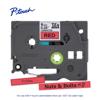 Brother P-touch TZe tape cassette, 9mm laminated label tape with black print on red background