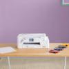Brother all-in-one sublimation printer with colorful ink cartridges on wooden desk