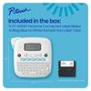 Brother P-touch PT-N25BT wireless label maker with blue on white tape cartridge