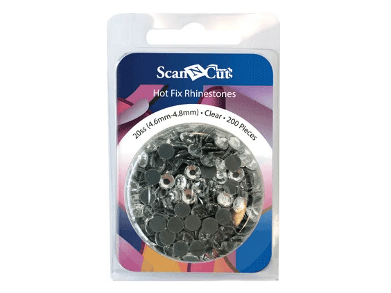 ScanNCut hot fix rhinestones package, clear stones, 4.8mm diameter, 200 pieces