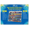 Brother Pacesetter embroidery thread set with 63 colors on white metal storage rack