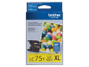 Brother LC75Y high-yield yellow ink cartridge in retail packaging