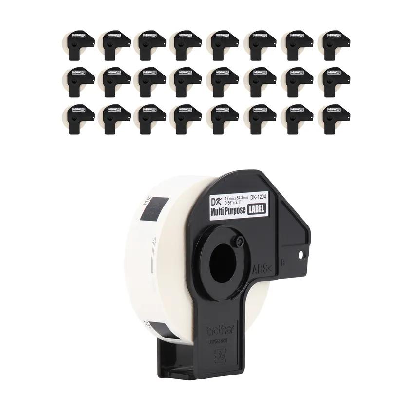 Brother DK-1204 multi-purpose label roll in black cartridge with white paper tape
