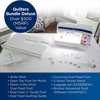 Brother BQ3100 sewing and quilting machine with wide table and accessory bundle on white desk