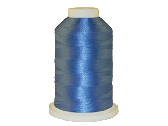 Brother blue embroidery thread spool on white background