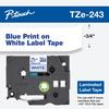 Cartucho de cinta de etiquetas laminadas Brother TZe-243 con texto azul sobre blanco