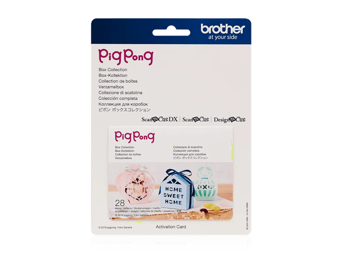 Brother PigPong box collection packaging with decorative paper craft designs