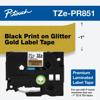 Brother TZe-PR851 premium laminated label tape, black on glitter gold, 1-inch width