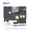 Brother P-touch TZe 12mm acid-free label tape cartridge with black print on white background