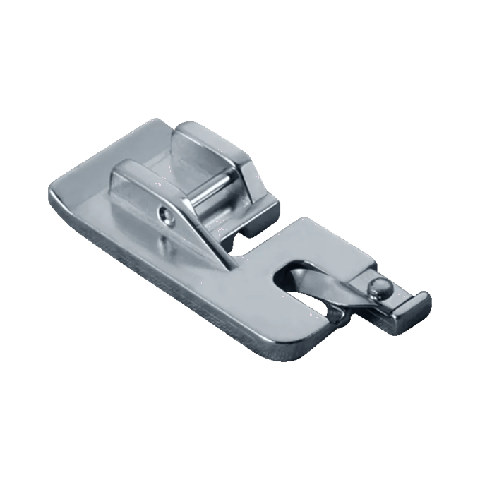 Brother sewing machine metal presser foot attachment on black background