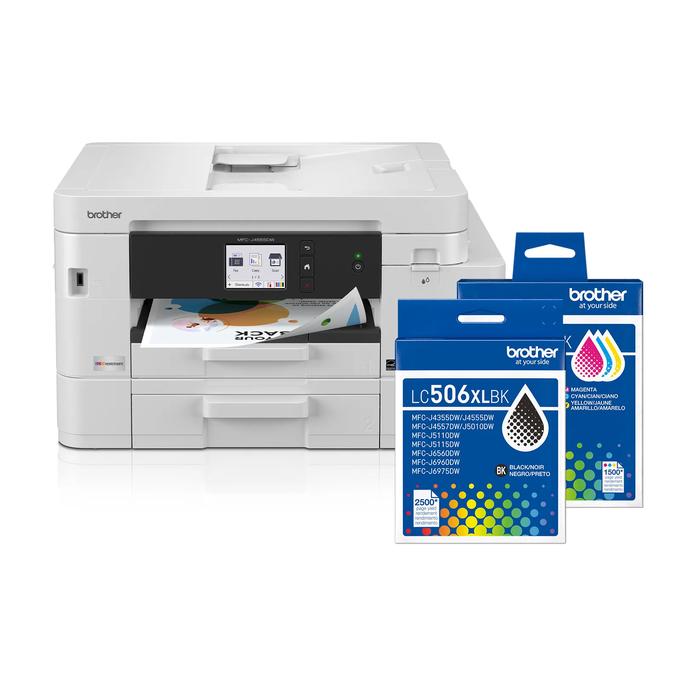 Brother MFC-J4555DW Wireless INKvestment Color Inkjet All-in-One Printer and LC506XL Ink Bundle, , large