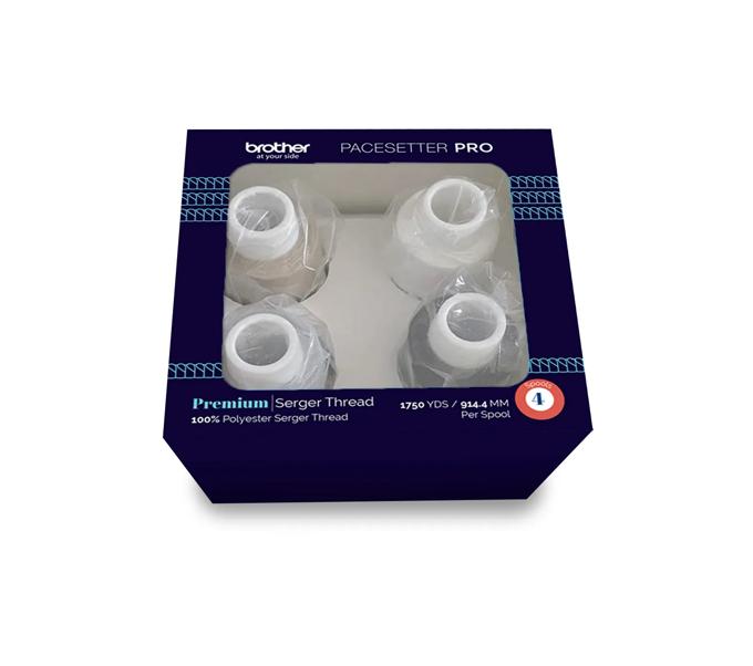 Brother Pacesetter PRO premium white serger thread 4-spool set in packaging