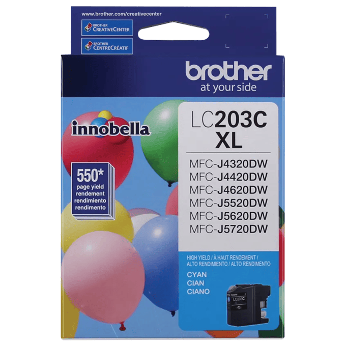 Brother Genuine LC203C High-yield Cyan Ink Cartridge, Cyan, large