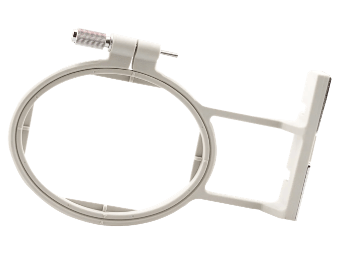 Brother embroidery hoop with white frame and adjustable tension screw