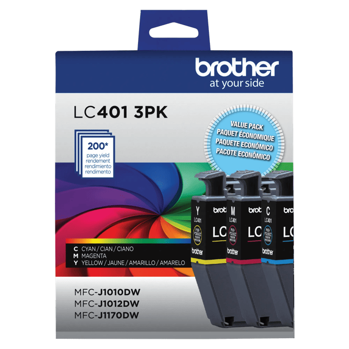 Brother LC4013PK tri-color ink cartridge value pack with 200-page yield