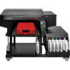 Brother GTX Pro direct-to-garment printer printing red t-shirt with bulk ink system