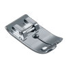 Brother sewing machine presser foot with metal finish on black background