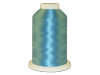 Brother embroidery thread spool in light blue with beige cap on white background