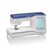 Brother Stellaire sewing and embroidery machine with touchscreen display and blue top cover